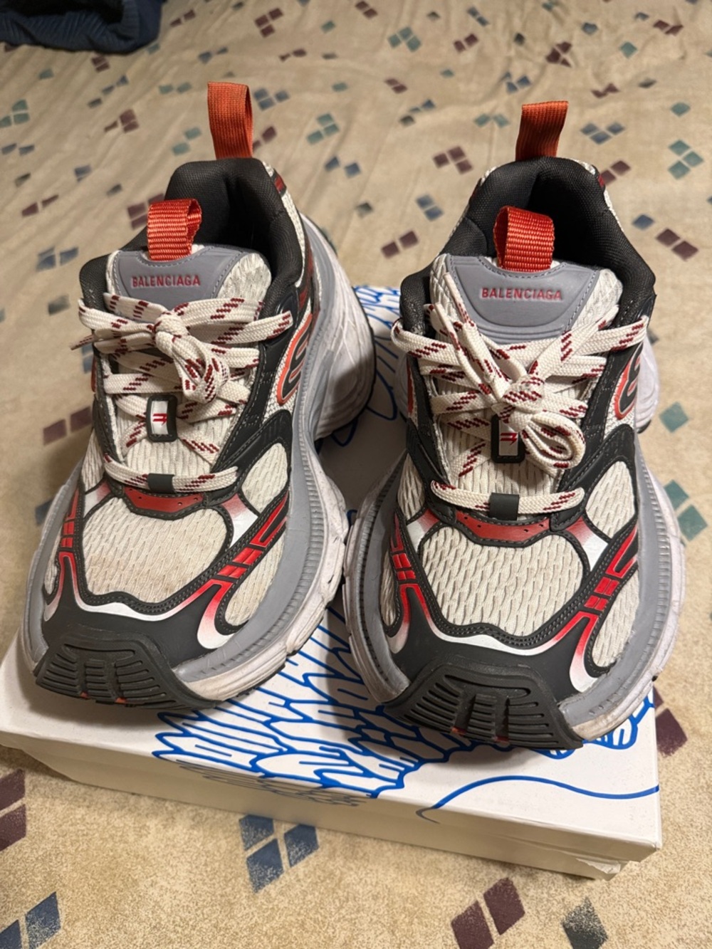 Balenciaga 10xl White and Red Chunky platform Sneakers size 41 8.5-9 US